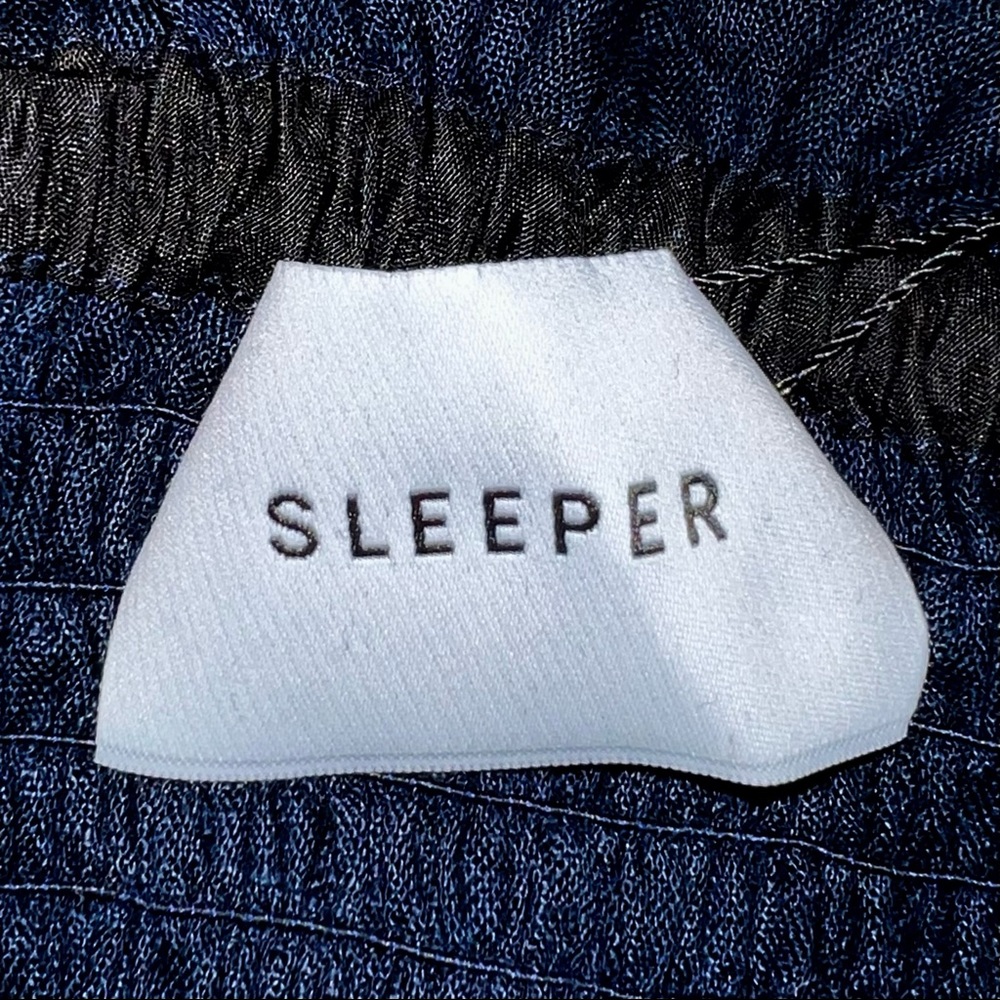SOLD New Sleeper Dress Linen Handmade Belle Blue Large L NWT Midi Maxi Smocked - Picture 9 of 13